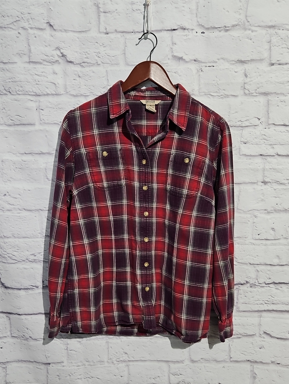 Duluth Trading Co Red Plaid Button-Down Shirt